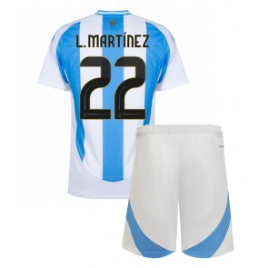 Billiga Argentina Lautaro Martinez #22 Hemmatröja Barn Copa America 2024 Kortärmad (+ Korta byxor)